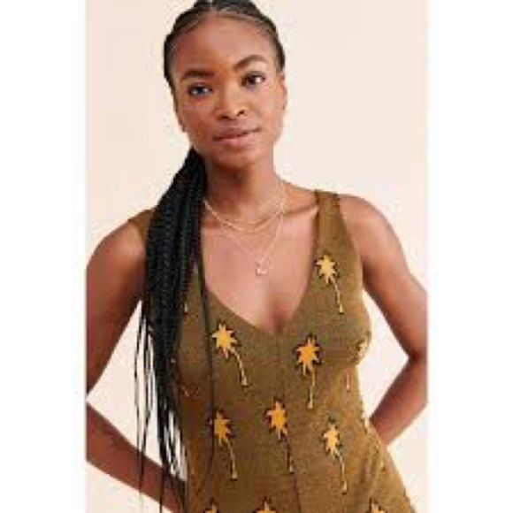 Anthropologie By Hutch Mimi Cropped Wide Leg Jumpsuit Palm Tree Print X-Large - Picture 3 of 15